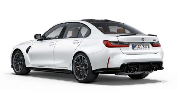 Rear design BMW M3 Competition Sedan Frozen Brilliant White metallic G80 2020 BMW M3 Competition Sedan G80 2020 Frozen Brilliant White metallic Rear design rear view