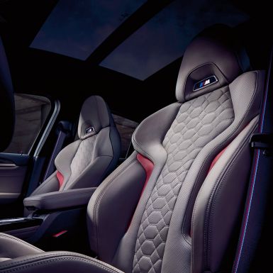 BMW X4 M, M Sport seats. BMW X4 M, interior, M Sport seats in leather 'Merino' Adelaide Grey.