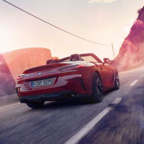 Rear shot of the BMW Z4 Roadster Rear shot of the BMW Z4 Roadster on country road