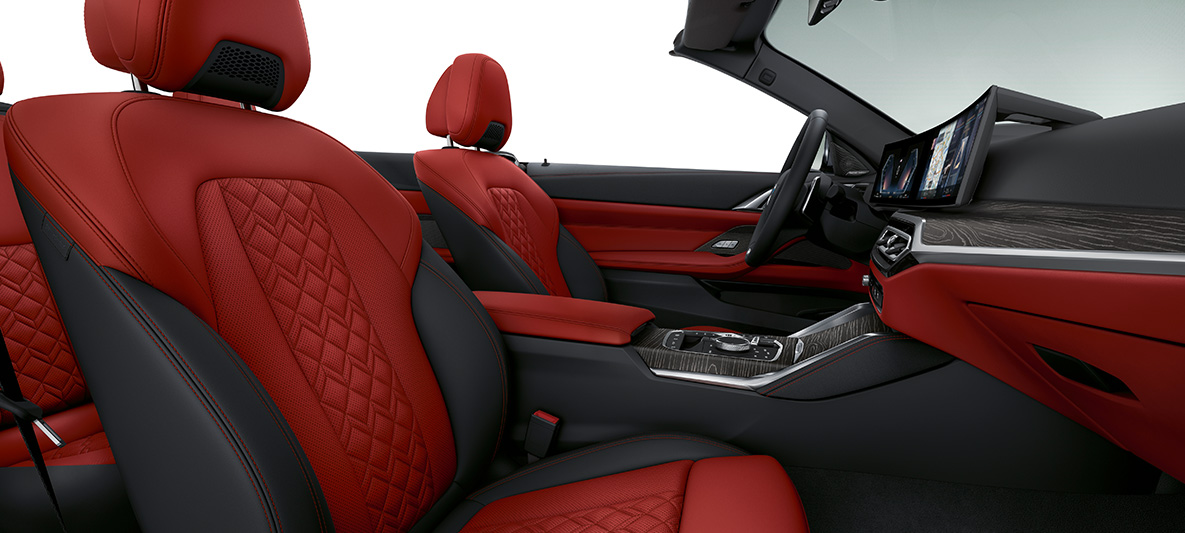 BMW Individual full leather trim 'Merino' Fiona Red/Black BMW 4 Series Convertible Individual 2020 G23 Interior BMW Individual full leather trim 'Merino' Fiona Red/Black BMW 4 Series Convertible Individual G23 2020 interior