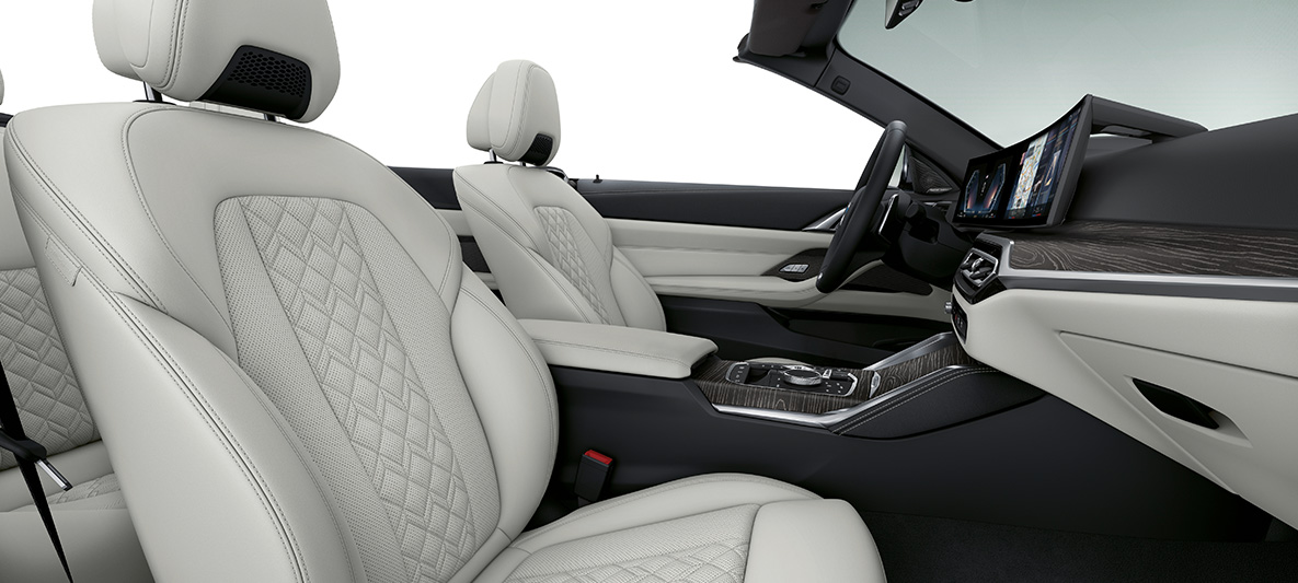BMW Individual full leather trim 'Merino' Ivory White BMW 4 Series Convertible Individual G23 2020 Interior BMW Individual full leather trim 'Merino' Ivory White BMW 4 Series Convertible Individual G23 2020 interior cockpit