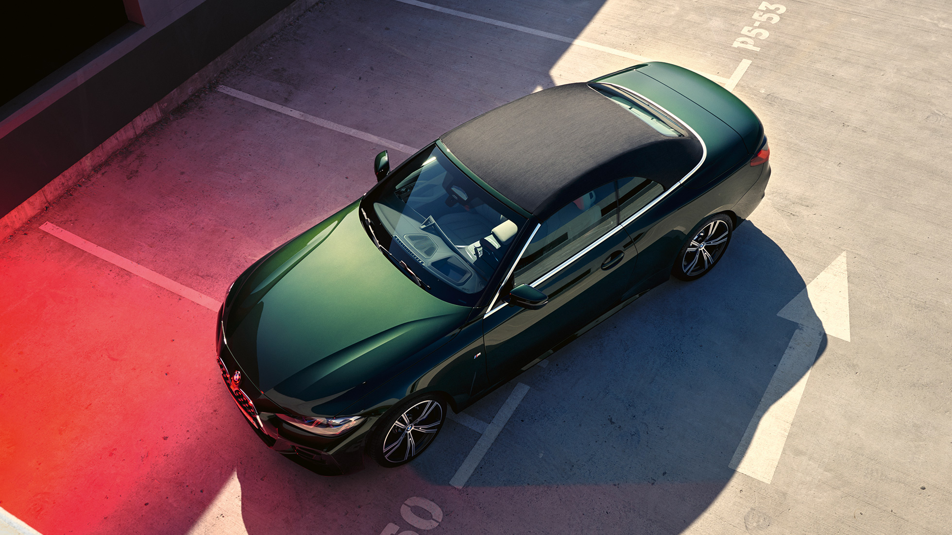 Bird's-eye view soft top BMW 4 Series Convertible G23 2020 BMW 4 Series Convertible G23 2020 Sanremo Green metallic bird's-eye view soft top