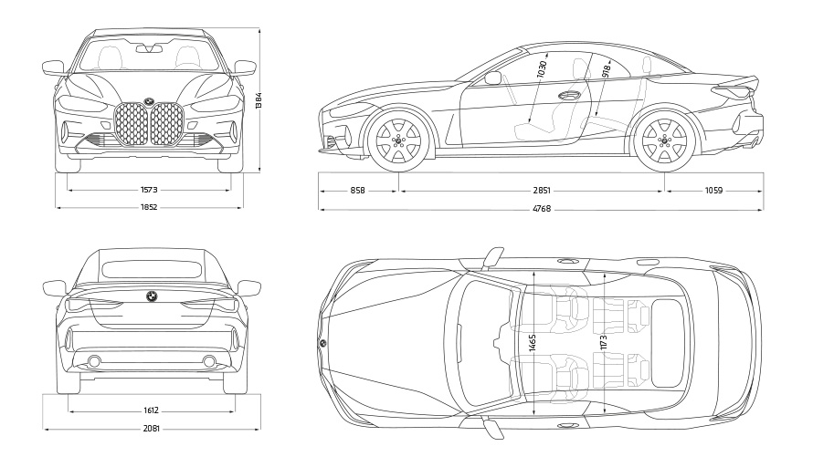 BMW 4 Series Convertible 430i G23 2020 BMW 4 Series Convertible 430i G23 2020 data sketch