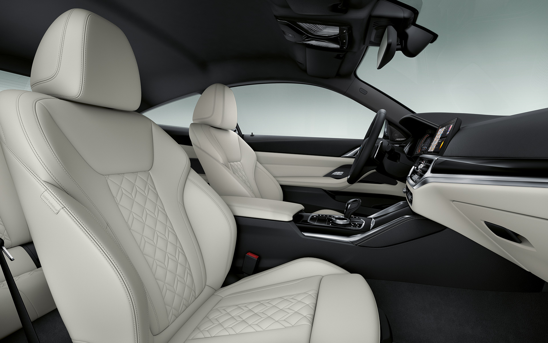 ส่วนที่นั่งคนขับ BMW 4 Series Coupé Individual G22 2020 รุ่นย่อยเบาะหนัง 'Merino' สี Ivory White จาก BMW Individual BMW 4 Series Coupé Individual G22 2020 รุ่นย่อยเบาะหนัง 'Merino' สี Ivory White จาก BMW Individual