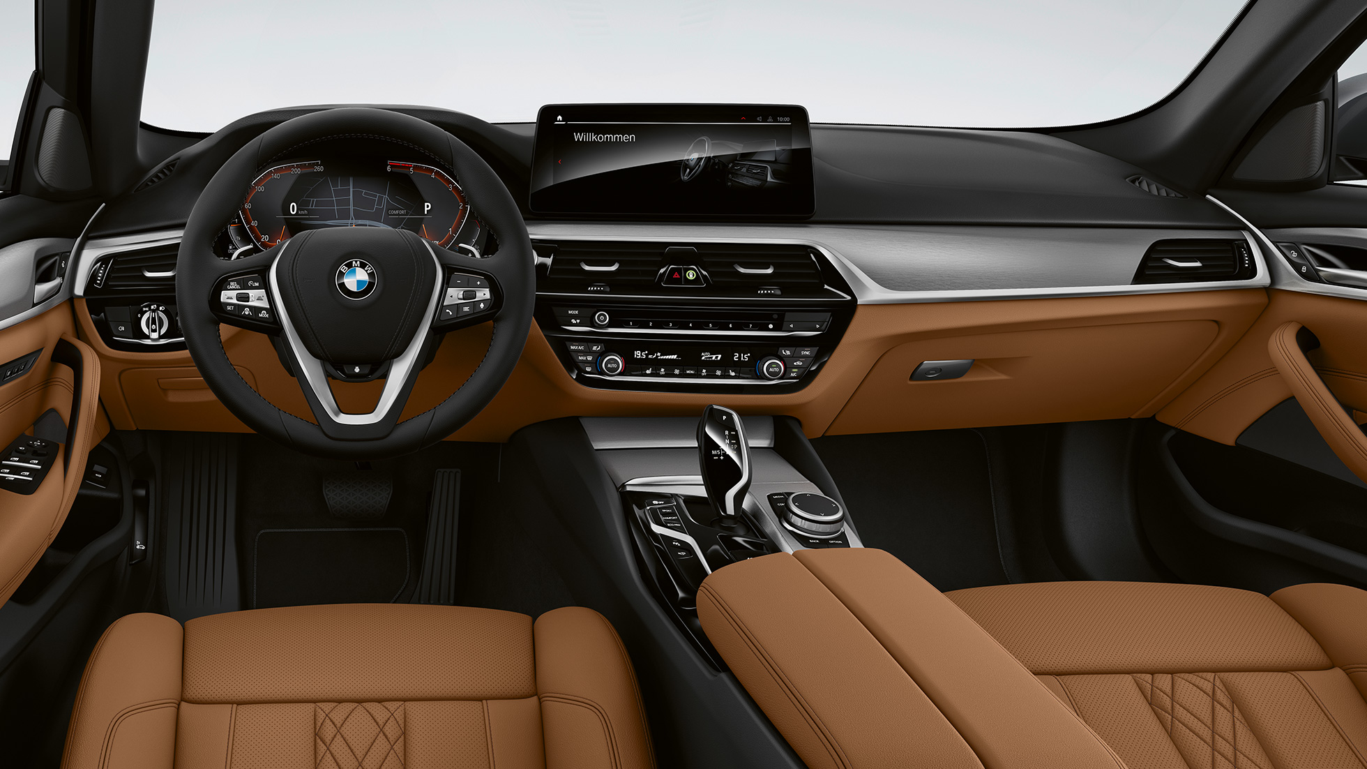 Cockpit BMW 5 Series Sedan G30 Basic equipment Cockpit BMW 5 Series Sedan 540i G30 2020 Basic equipment Sensatec Cognac interior
