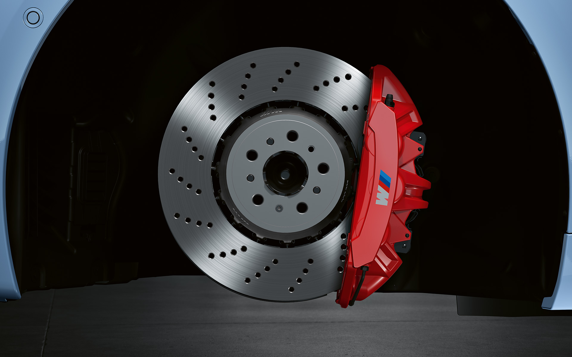BMW M2 G87 เบรก M Compound พร้อมเบรกคาลิเปอร์สีแดงไฮกลอส เบรก M Compound พร้อมเบรกคาลิเปอร์สีแดงไฮกลอสของ BMW M2 G87