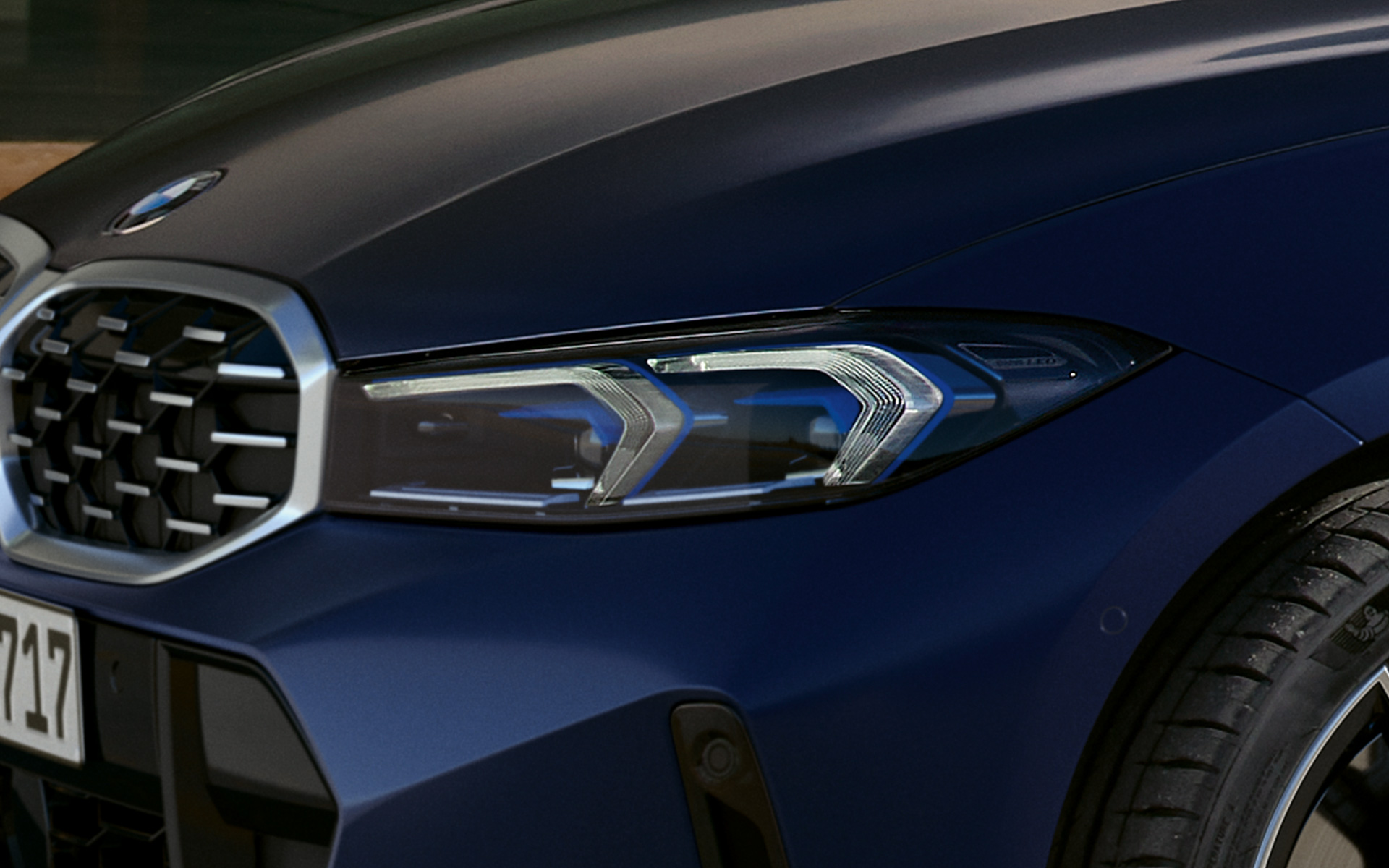 BMW M340i xDrive Touring G21 Frozen Tanzanite Blue ภาพโคลสอัพไฟ LED ด้านหน้า BMW M340i xDrive Touring G21 Frozen Tanzanite Blue ภาพโคลสอัพไฟ LED ด้านหน้า