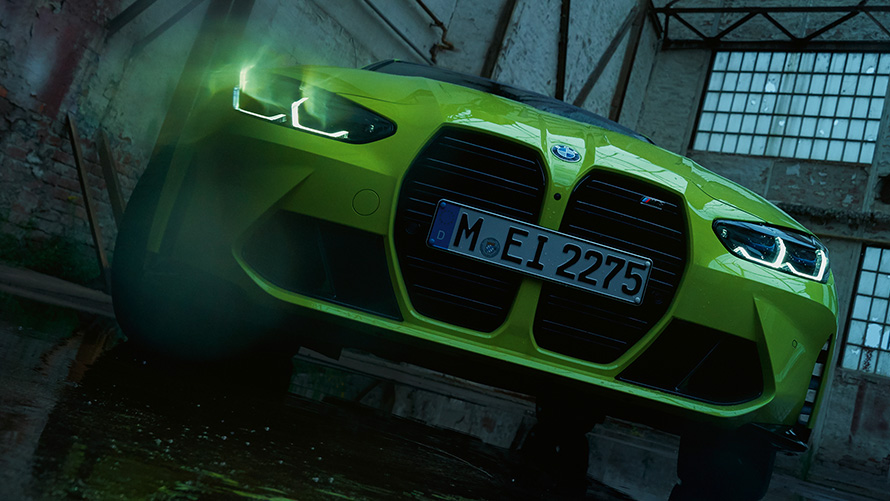 BMW M4 Competition Coupé G82 2020 Sao Paulo Yellow front view kidney gille 