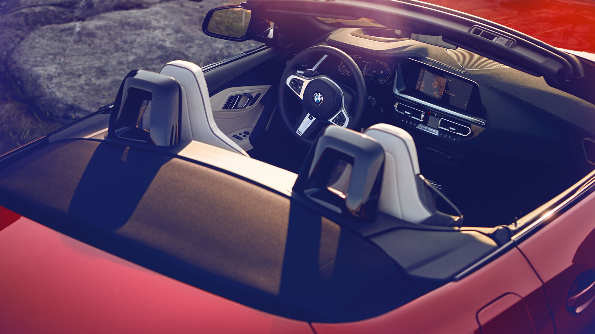 BMW Z4 Roadster front seats View onto the front seats of the BMW Z4 Roadster