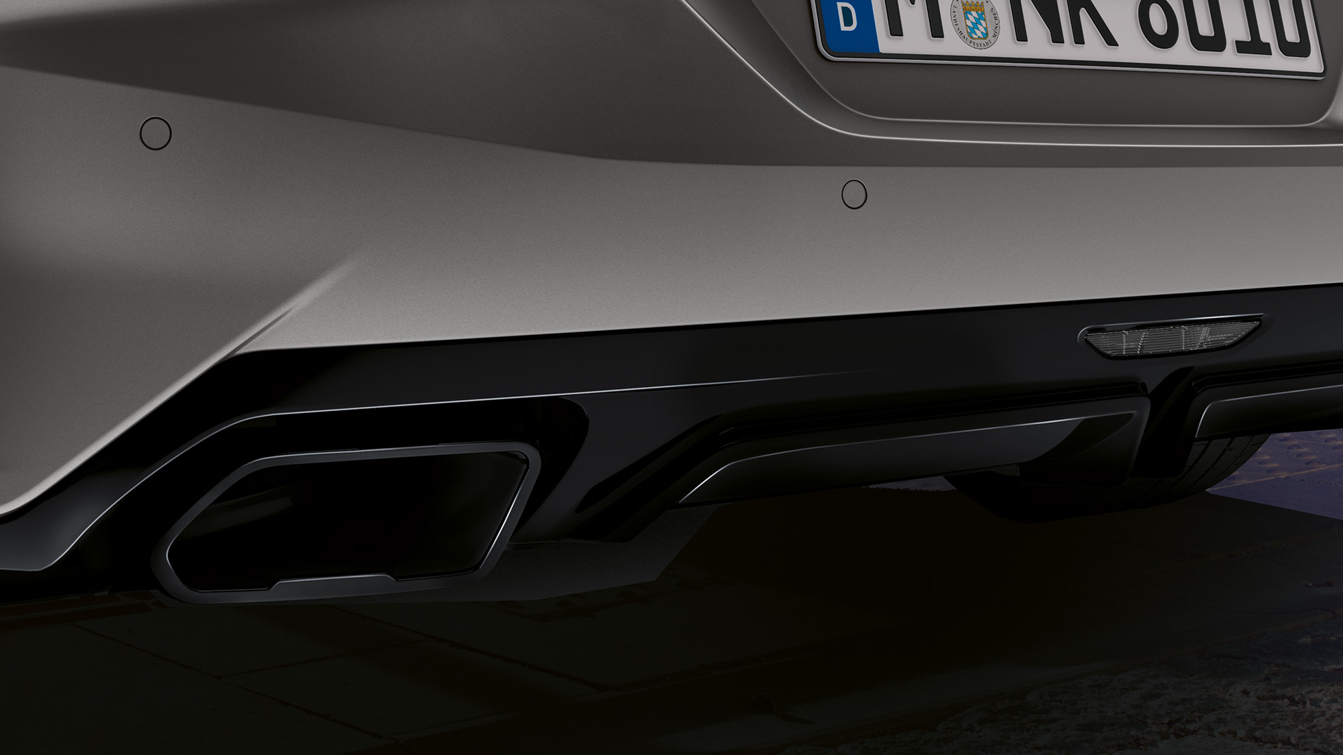 BMW Z4 Roadster exhaust pipe finishers Exhaust pipe finishers of a grey BMW Z4 Roadster