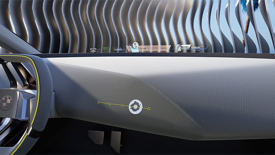 BMW Mixed Reality Slider ใน BMW i Vision Dee BMW Mixed Reality Slider ในรถยนต์ภายใต้วิสัยทัศน์ BMW i Vision Dee