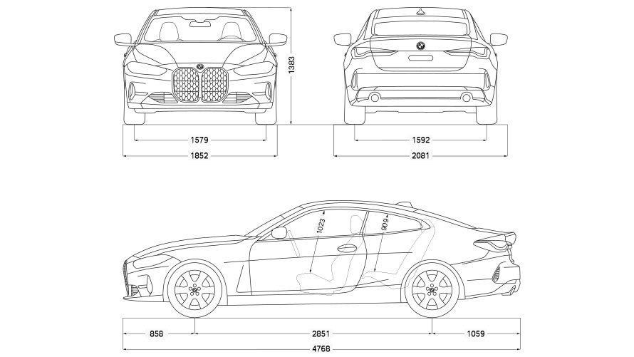 BMW 4-Series coupe G22 vector drawing