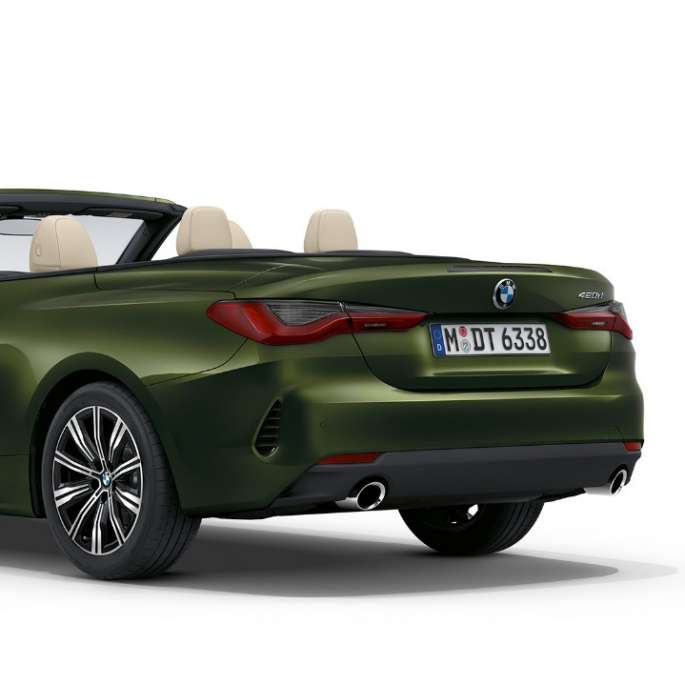 BMW 4 Series Convertible G23 2020 base model Bluestone metallic three-quarter rear view